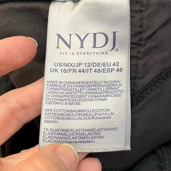 NYDJ High Waisted Corduroy Maxi Skirt Size 12 Black Straight Fit Front Slit - Picture 9 of 12